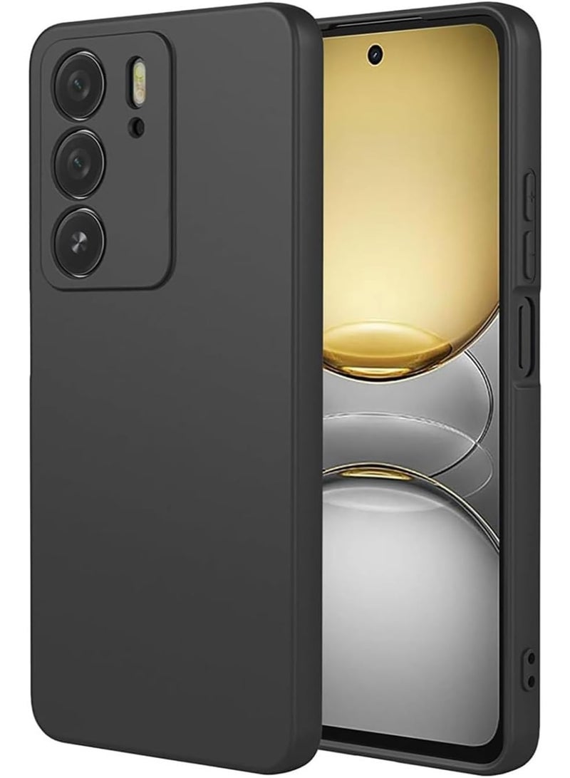 جراب حماية لهاتف Realme C75، مصنوع من المطاط السائل الهلامي، مع بطانة ناعمة من الألياف الدقيقة، بتصميم نحيف وصلب، مقاوم للصدمات، باللون الأسود، متوافق مع هاتف Realme C75 إصدار 2024.