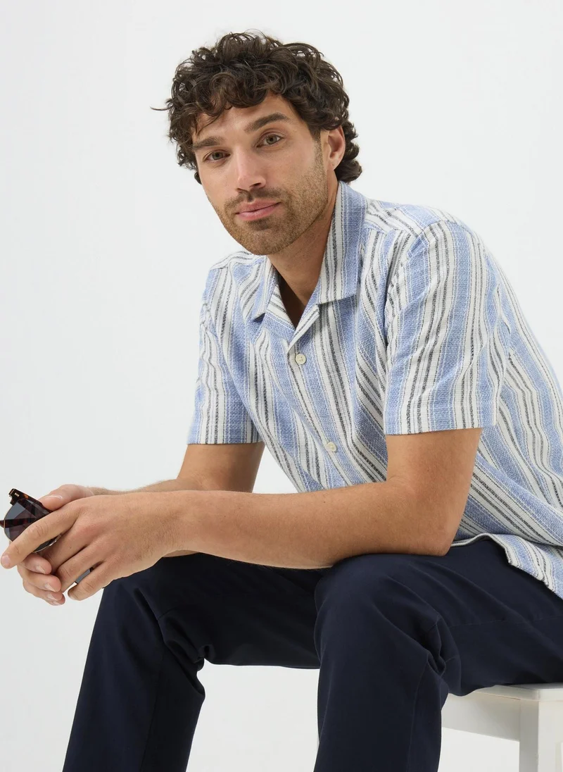 Matalan Blue Stripe Cheesecloth Shirt