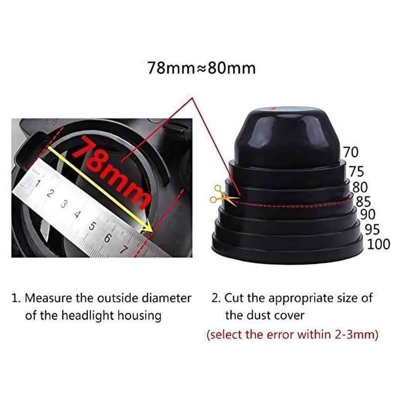 Durvient.com® Premium Weatherproof & Adjustable LED/HID Universal Headlight Dust Cover | 75mm-100mm Diameter (Pack of 2) - Image 4