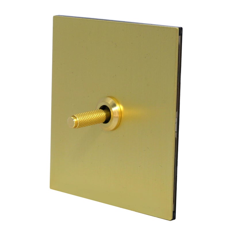 Donmarco 1 Gang Intermediate Switch – Knurled Toggle –Stainless Steel Panel, Modern & Durable, Fire-Resistant Electric Switch, 15-Year Warranty, Wall Switch for Home and Office (Brushed Natural Brass) - Image 2
