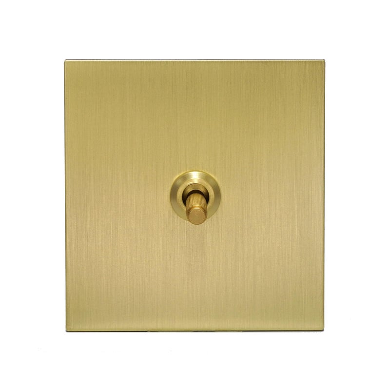Donmarco 1 Gang Intermediate Switch – Knurled Toggle –Stainless Steel Panel, Modern & Durable, Fire-Resistant Electric Switch, 15-Year Warranty, Wall Switch for Home and Office (Brushed Natural Brass) - Image 1