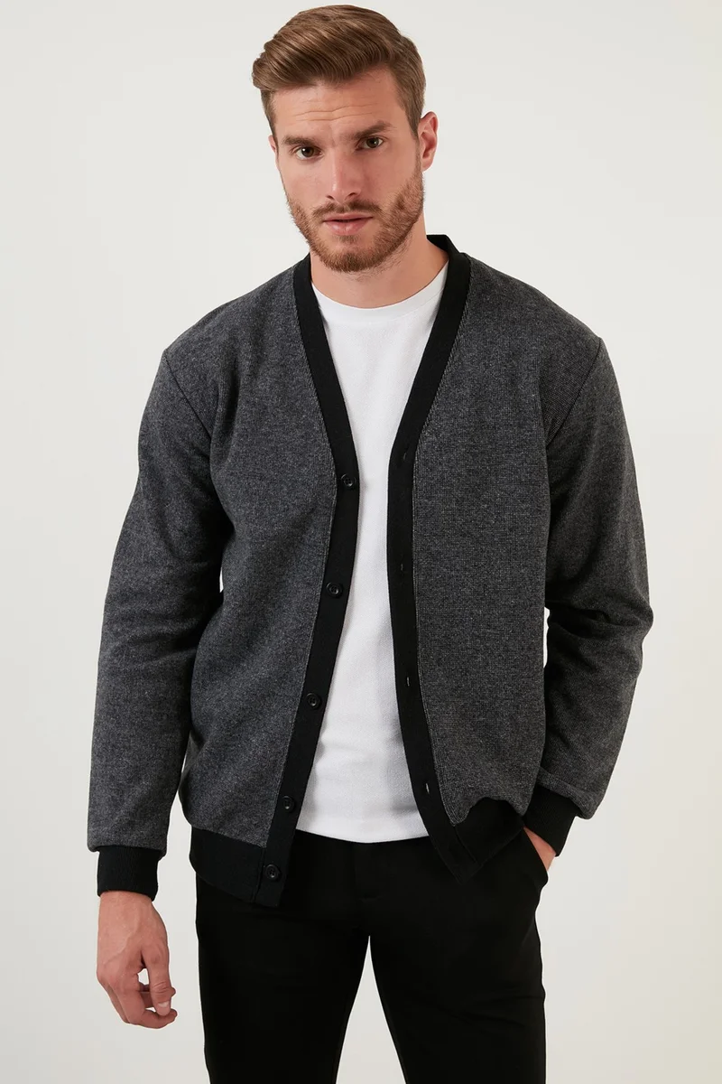 بوراتي Cotton Regular Fit Buttoned V-Neck Cardigan Men's Cardigan 456205