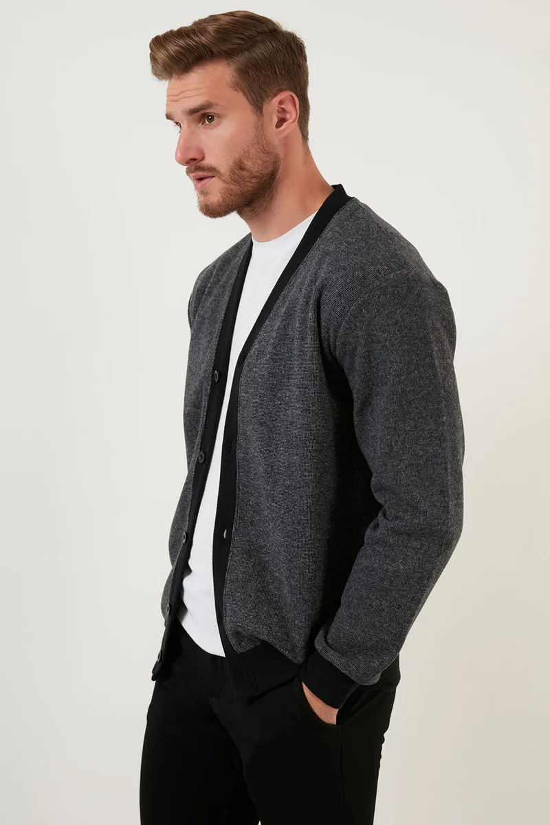 بوراتي Cotton Regular Fit Buttoned V-Neck Cardigan Men's Cardigan 456205