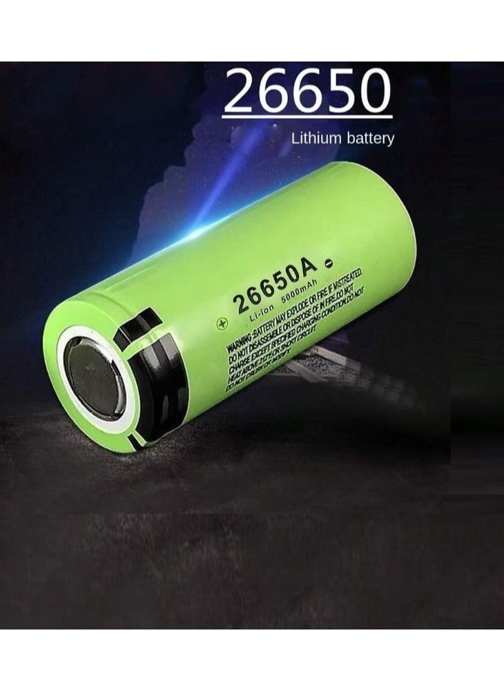 LZD - A rechargeable 26650 lithium-ion battery with a capacity of 5000mAh, rechargeable up to 1200 times. Long-lasting button-top batteries for flashlights, modern glucose meters, modern thermometers, charging fans, toys, and solar-powered surveillance cameras - Image 1