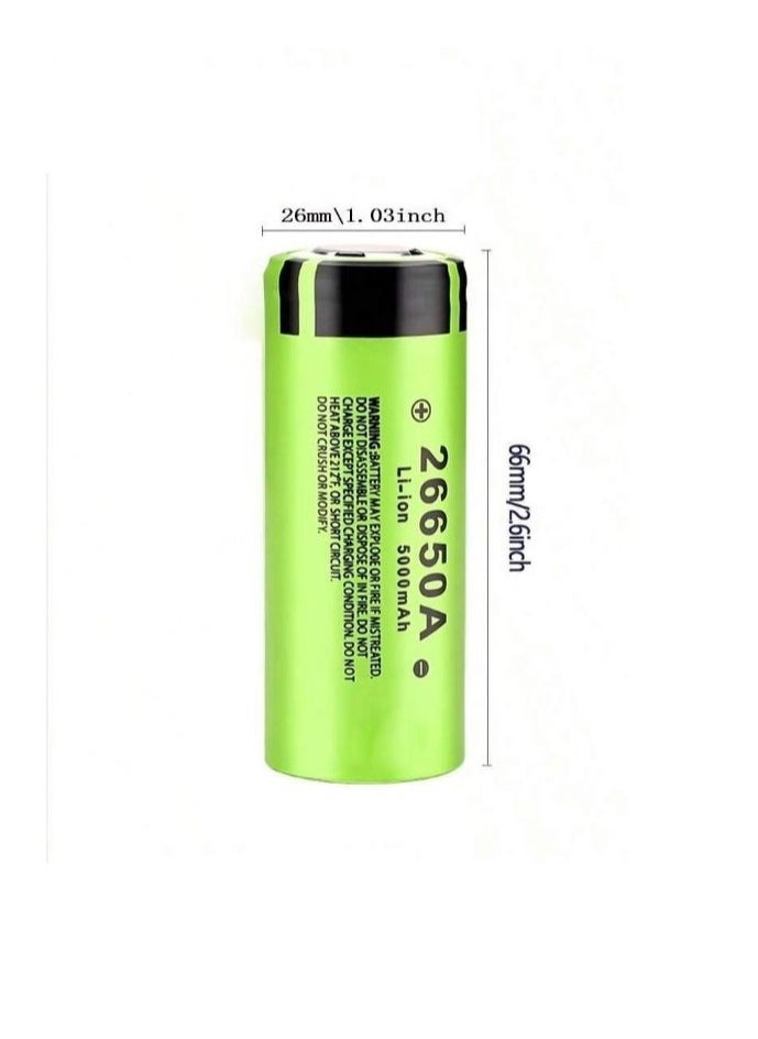 LZD - A rechargeable 26650 lithium-ion battery with a capacity of 5000mAh, rechargeable up to 1200 times. Long-lasting button-top batteries for flashlights, modern glucose meters, modern thermometers, charging fans, toys, and solar-powered surveillance cameras - Image 1