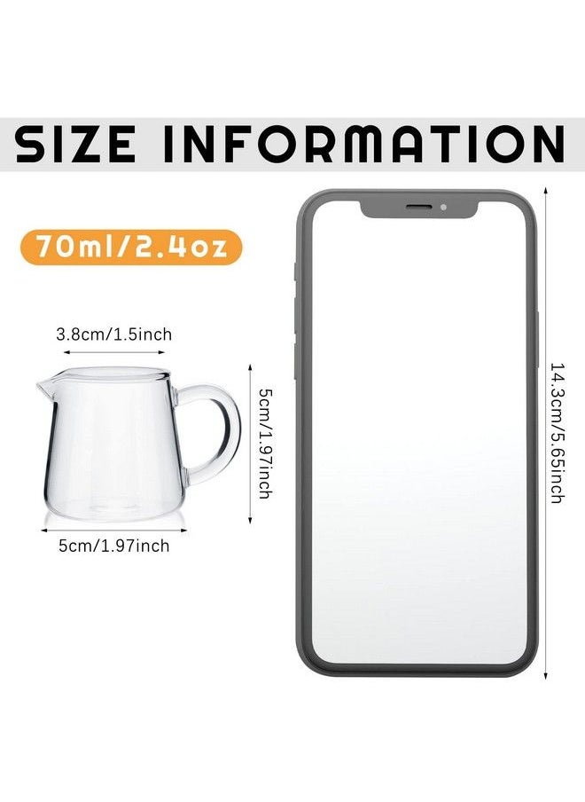 Leinuosen 4 Pcs 70Ml/2.4Oz Small Glass Creamer Pitcher Milk Creamer Pitcher Mini Glass Pitcher Transparent Coffee Pitcher Glass Tea Milk Pourer Glass Pitcher Mini Pitcher Frothing Pitcher For Milk Coffee  - Image 3