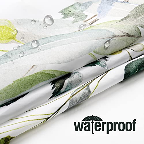 Gibelle Sage Green Eucalyptus Shower Curtain, Watercolor Plant Leaves with Floral Bathroom Decor Waterproof Fabric Shower Curtain Set with Hooks 72x72 Inch White - Image 3