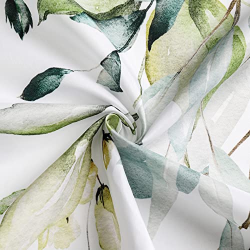 Gibelle Sage Green Eucalyptus Shower Curtain, Watercolor Plant Leaves with Floral Bathroom Decor Waterproof Fabric Shower Curtain Set with Hooks 72x72 Inch White - Image 5