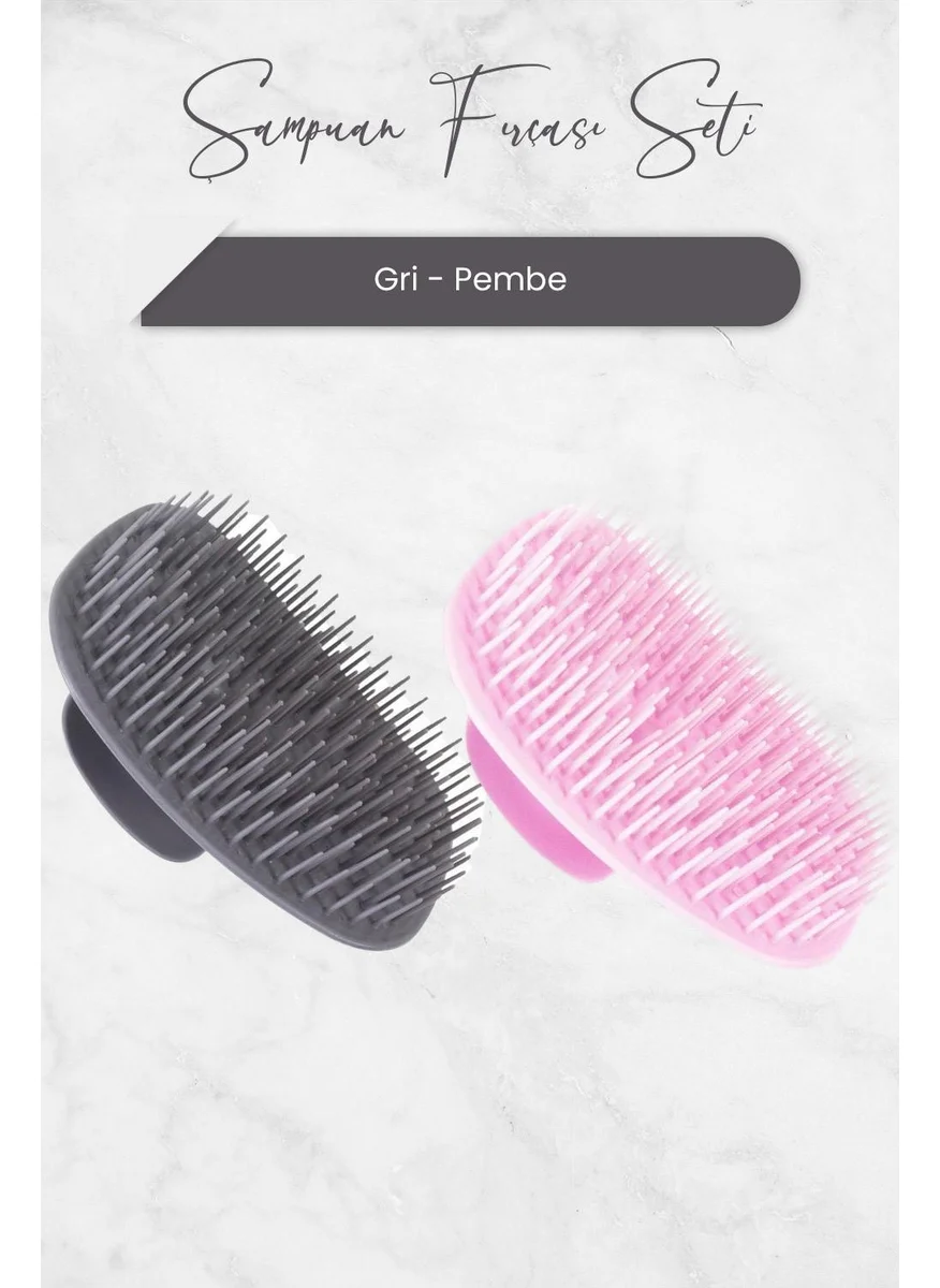 ناسيتا Shampoo Brush Gray and Pink Set of 2