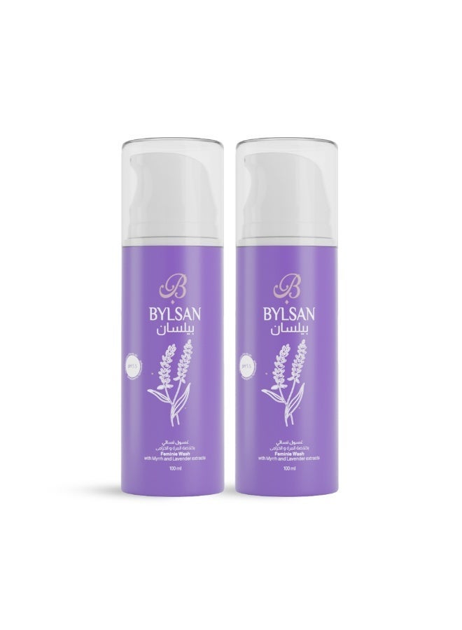 BYLSAN Myrrh & Lavender Feminine Wash for Intimate Care – 2 * 100 ml | Soap-Free & Fragrance-Free Natural Formula + Multi-Purpose Natural Ointment - Image 1