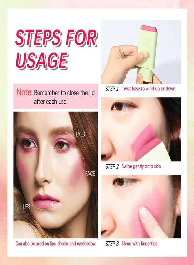 Tiejdhr Multi-Use Makeup Blush Stick, 3-in-1 Cream Blush Stick Beauty Tinted Solid Blush Stick for Cheek/Eyes/Lips, Waterproof Moisturizer Stick, Suitable for All Skin (01# Shy Pink) - Image 3