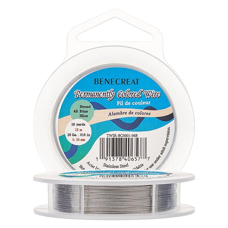 BENECREAT 49 Strands Tiger Tail Beading Wire 038mm 49FT Nylon Coated Stainless Steel Beading Wire for Necklace Bracelet Making Gray - Image 2