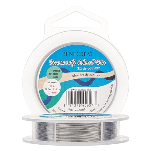 BENECREAT 49 Strands Tiger Tail Beading Wire 038mm 49FT Nylon Coated Stainless Steel Beading Wire for Necklace Bracelet Making Gray - Image 1