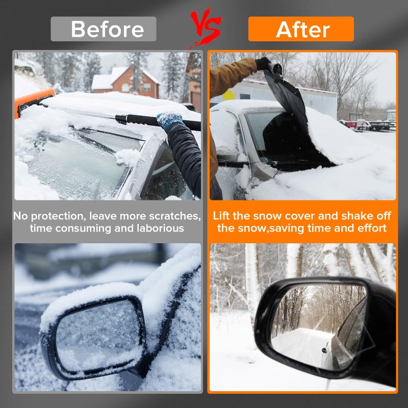 FXUP Car Windshield Cover for ice and Snow Double Fixing Easy Removal Windshield Snow Cover Protector with Side Mirror Cover Windproof Sunshade Cover for Cars, SUVs, Trucks, Vans (75"x47") - Image 5