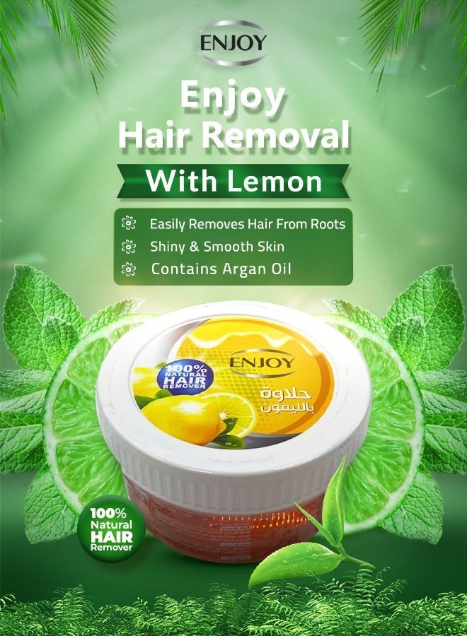 ENJOY Hair Remover Paste with Lemon – 400g | 100% Natural Sugar Wax | Gentle & Refreshing Hair Removal | Smooth & Silky Skin | Long-Lasting Results | Enriched with Natural Lemon Extract - Image 4