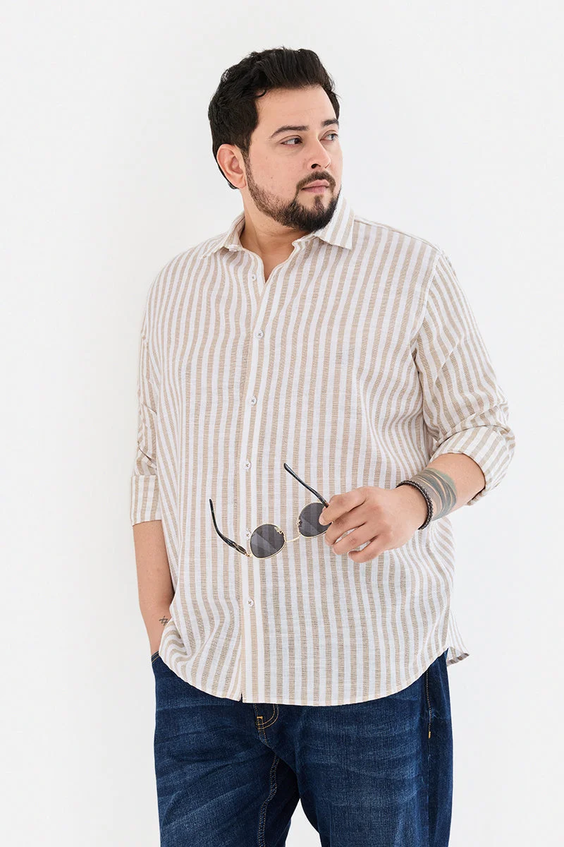 سنيتش Regular Fit Stripes Plus Size Shirt