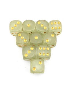 Smartdealspro 10-Pack D6 Six Sided Glow In The Dark Dice Die For Dnd, Mtg, Rpg, Tenzi, Farkle, Yahtzee, Bunco, Teaching Math, Table Board Game (16Mm Golden Dots（10Pcs）)  - Image 3
