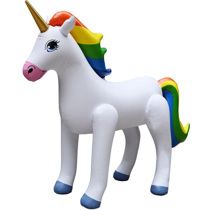 Jet Creations Inflatable Standing Rainbow Unicorn, Great for Pool, Party Decoration, Birthday, 40" L x 30" H, Multicolor - Image 1
