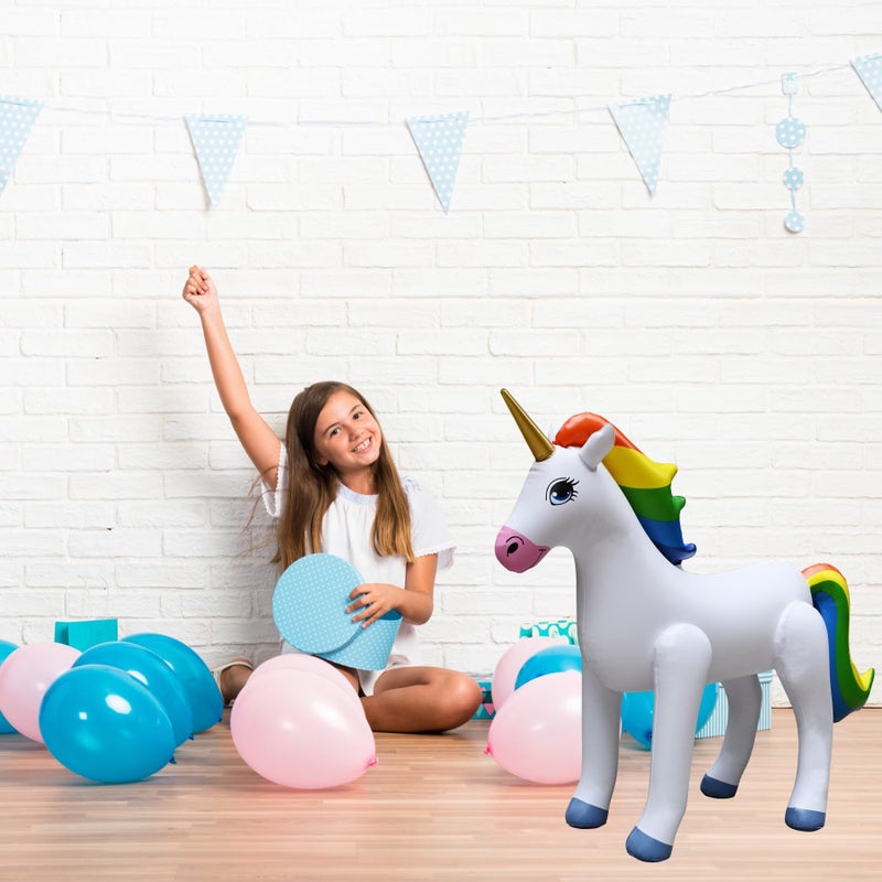 Jet Creations Inflatable Standing Rainbow Unicorn, Great for Pool, Party Decoration, Birthday, 40" L x 30" H, Multicolor - Image 5
