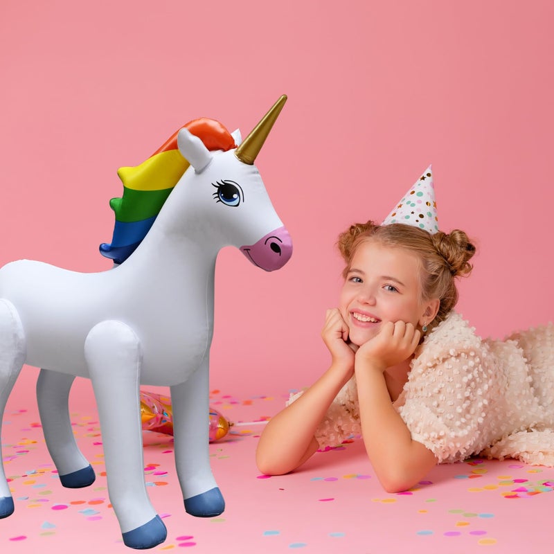 Jet Creations Inflatable Standing Rainbow Unicorn, Great for Pool, Party Decoration, Birthday, 40" L x 30" H, Multicolor - Image 3