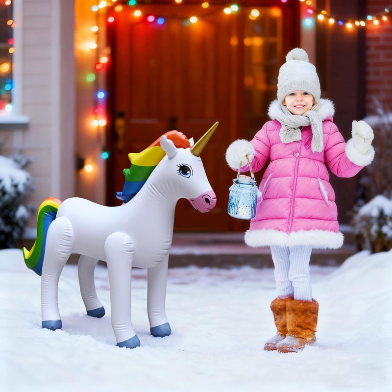Jet Creations Inflatable Standing Rainbow Unicorn, Great for Pool, Party Decoration, Birthday, 40" L x 30" H, Multicolor - Image 2