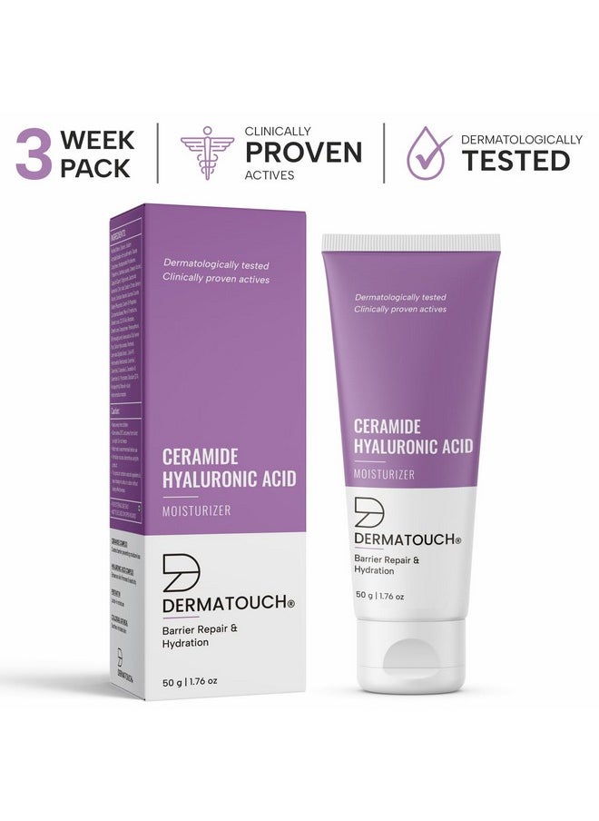 DERMATOUCH Ceramide Hyaluronic Acid Moisturizer For Intense Moisturization And Barrier Repair | For Dry Skin |50G  - Image 2