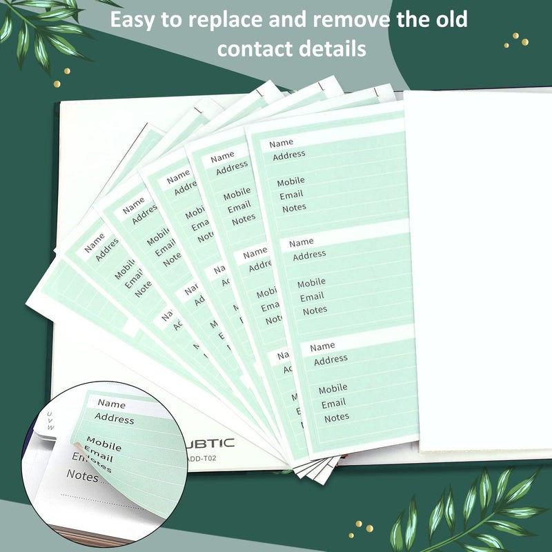 JUBTIC Hardcover Address Book with Alphabetical Tabs, Spiral Bound Address Book with Refillable Pages Medium Telephone Book incl. Address, Password, Tel, Email, Important Date for Home Office - Green - Image 3