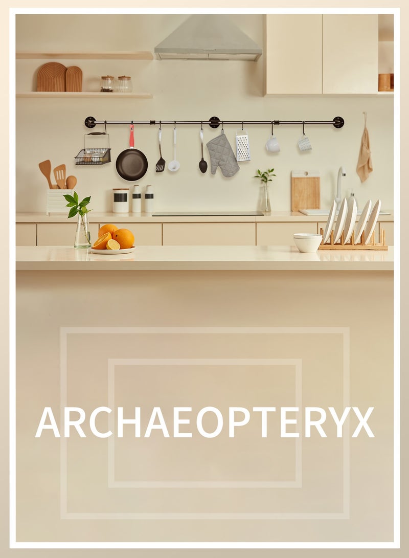 أركايوبتيركس علاقة ملابس مثبتة على الحائط، علاقة أنابيب صناعية، قابلة للإزالة مع 3 خطافات على شكل حرف S، مناسبة لتخزين الملابس بطول 180 سم - Image 4