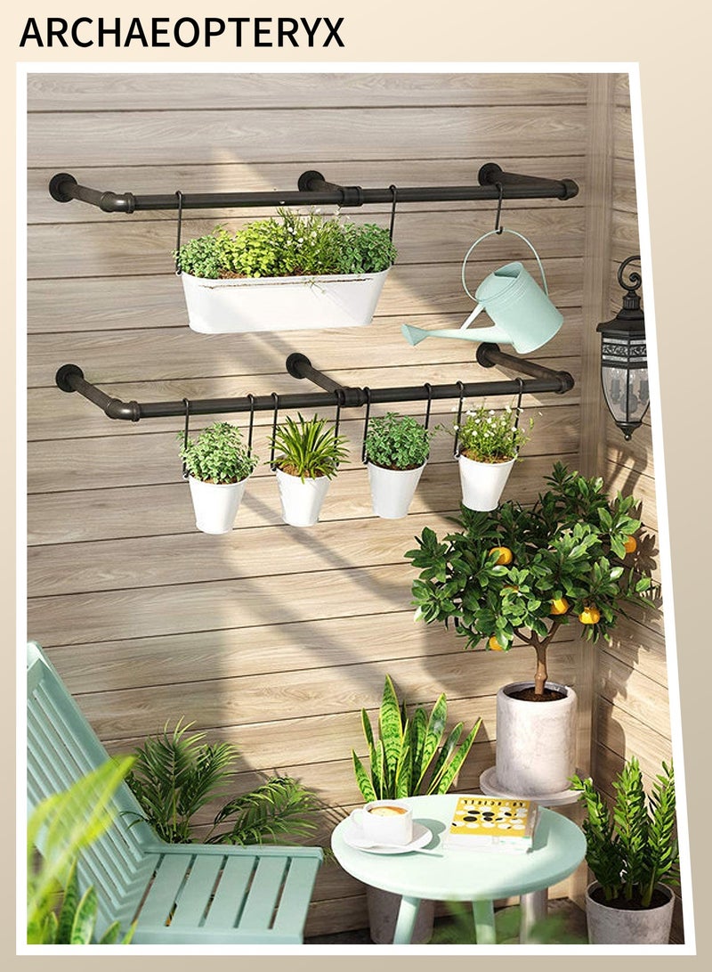 أركايوبتيركس علاقة ملابس مثبتة على الحائط، علاقة أنابيب صناعية، قابلة للإزالة مع 3 خطافات على شكل حرف S، مناسبة لتخزين الملابس بطول 180 سم - Image 5