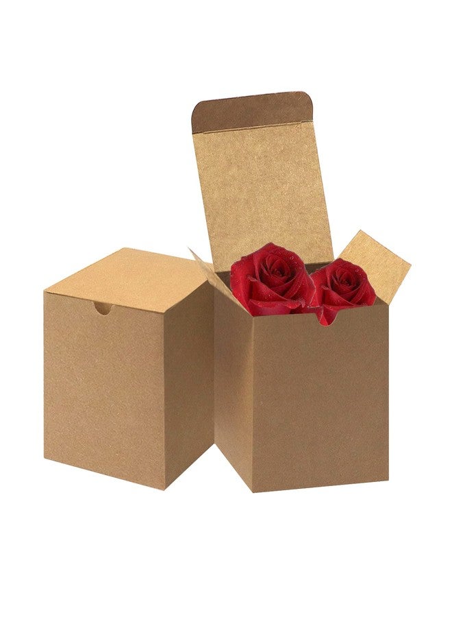 Bonfasvo Gift Boxes 30 Pack 4x4x4 inches Brown Fold Kraft Paper Boxes Bridesmaids Proposal Box Cupcake Boxes Easy Assemble Boxes with Lids for Wedding Birthday Party Christmas - Image 1