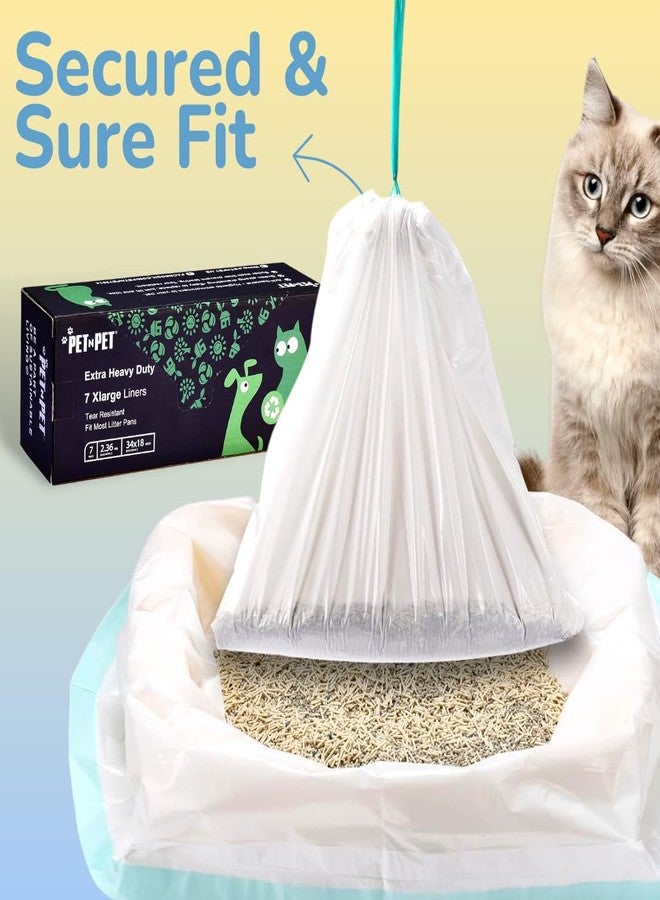 بت آن بت بطانات صندوق فضلات القطط الكبيرة جدًا من PET N PET، 7 قطع، شديدة التحمل ومقاومة للتسرب والتمزق، مزودة برباط للإغلاق، تناسب معظم صناديق الفضلات القياسية. - Image 3