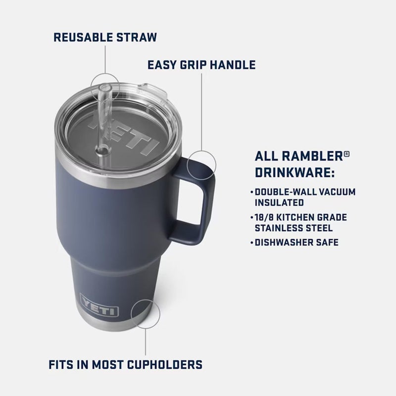 YETI Rambler 35 oz Tumbler with Handle and Straw Lid  Travel Mug Water Tumbler  Vacuum Insulated Cup with Handle  Stainless Steel  Beekeeper - Image 3