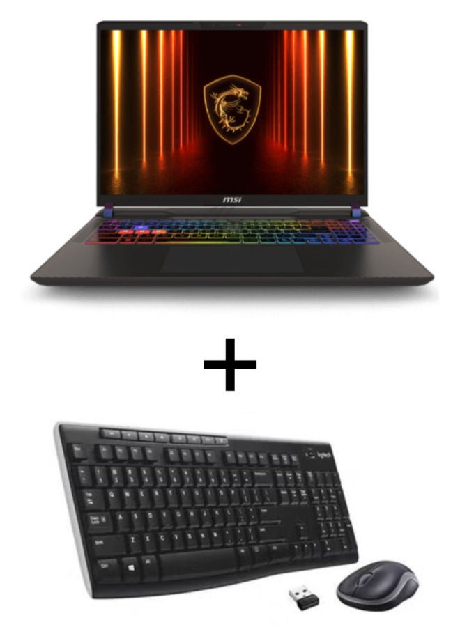 إم اس أي لابتوب VECTOR 16 HX AI A2XWIG بشاشة 16 بوصة QHD / معالج Intel Core Ultra 9 275HX / قرص صلب 32 جيجابايت / قرص SSD بسعة 1 تيرابايت / بطاقة رسومات GeForce RTX 5080 / مع لوحة مفاتيح وماوس لاسلكيين Logitech Mk270 الإنجليزية/العربية كوزموس غراي - Image 1