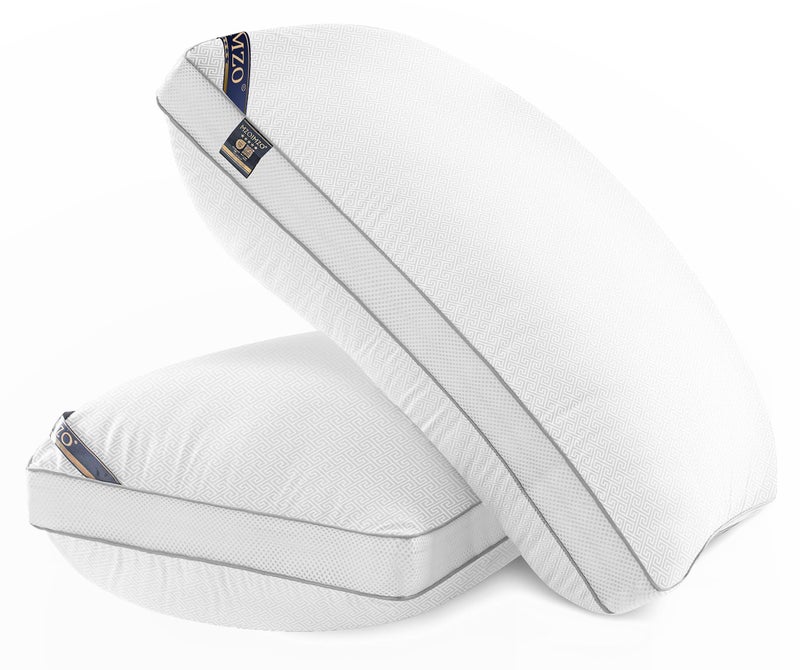 MZOIMZO Luxury Comfy Hotel Collection Bed Pillows for Sleeping Firm Standard Size Set of 2 Gusseted Cooling Side Mesh Design with Premium Down Alternative Filling for Back Stomach or Side Sleepers