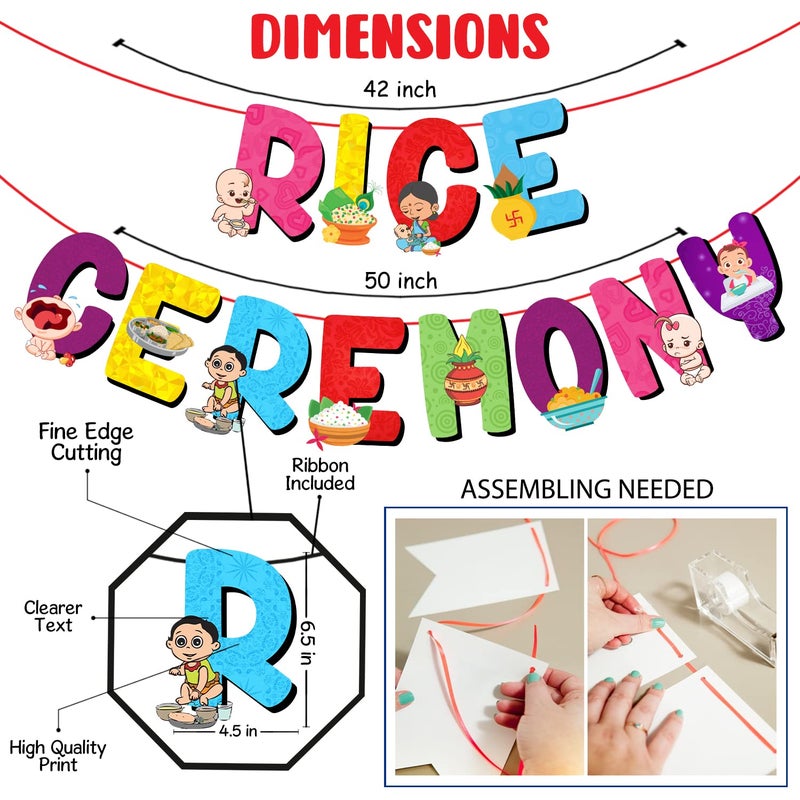 Zyozique 16 Pcs Annaprasanam Photo Booth Props with 1 Set Rice Ceremony Paper Banner/Annaprashan/Rice Ceremony Decorations Items - Image 3