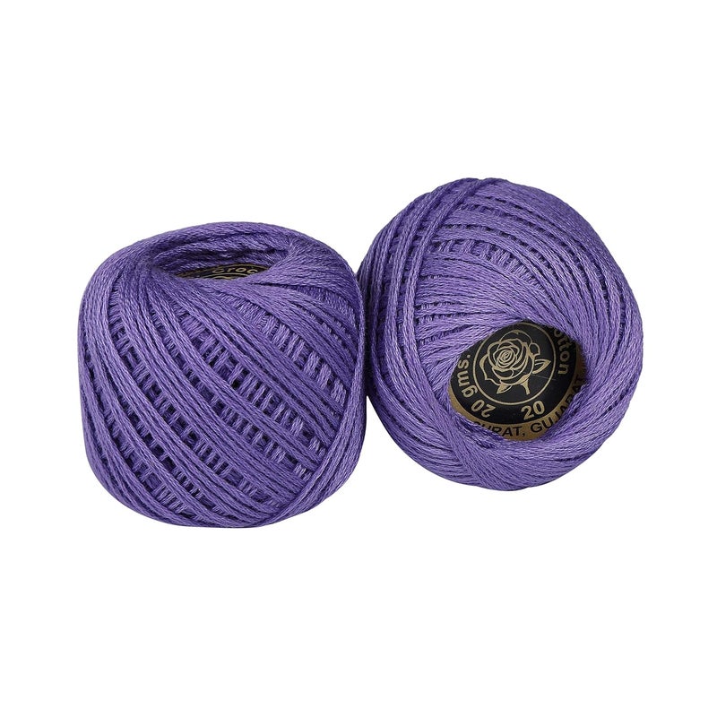CORIOX Crochet Thread Set Of 10 Ball Crochet Cotton Thread Yarn For Knitting And Craft Making. Size 55 To 60 Mtr Approx (Purple) - 200 Gm - Image 3