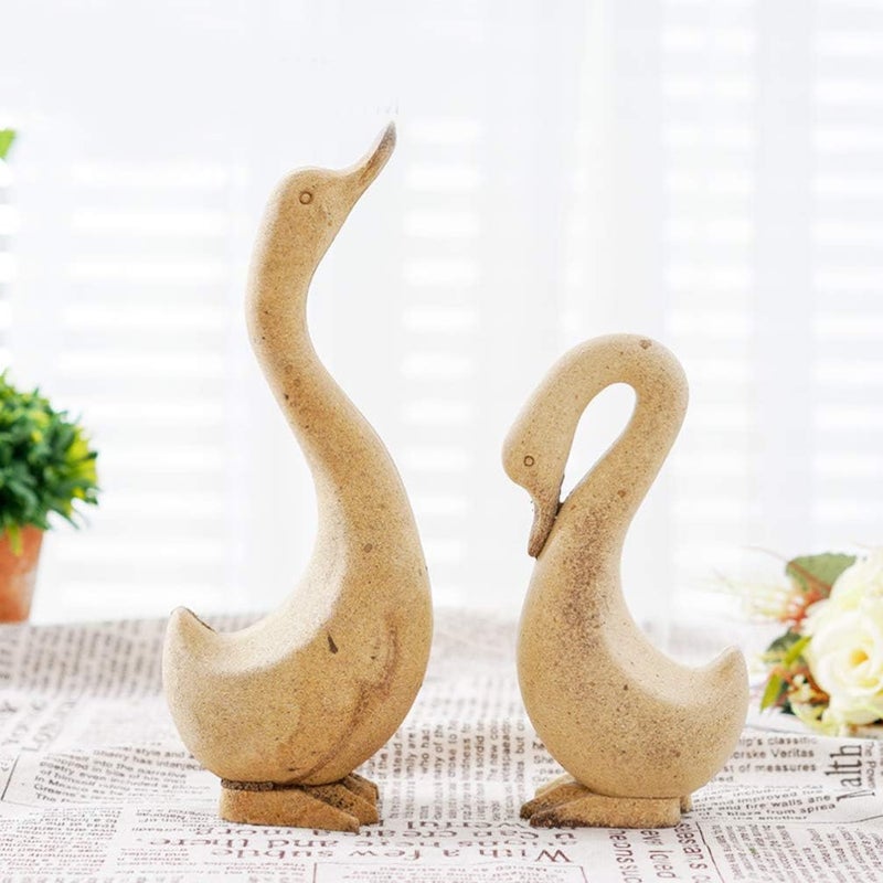 comfrt Wooden Goose Figurine Statue Cake Topper Car Dashboard Decoration Office Desktop Ornament Children Handmade Paint DIY Toys for DIY Arts and Crafts - Image 3