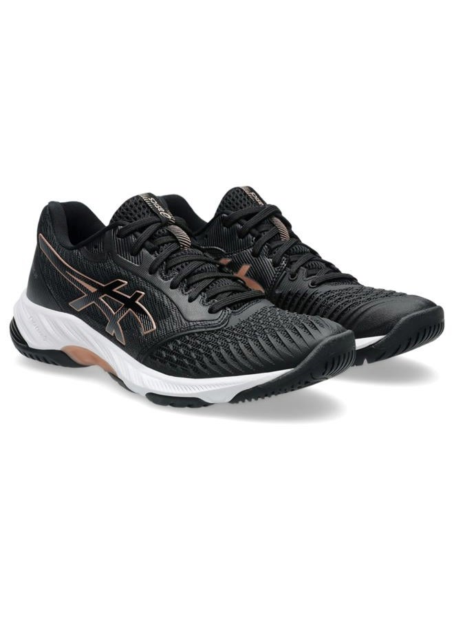 asics Women's Netburner Ballistic Ff 3 Volleyball Shoe Sneaker, Black/Rose Gold, 10 - Image 2