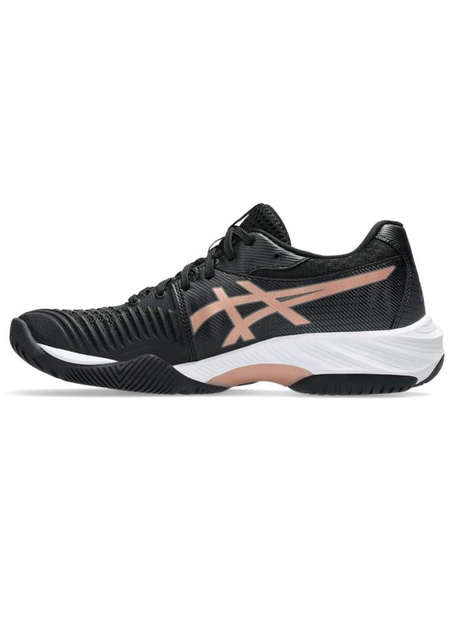 asics Women's Netburner Ballistic Ff 3 Volleyball Shoe Sneaker, Black/Rose Gold, 10 - Image 4