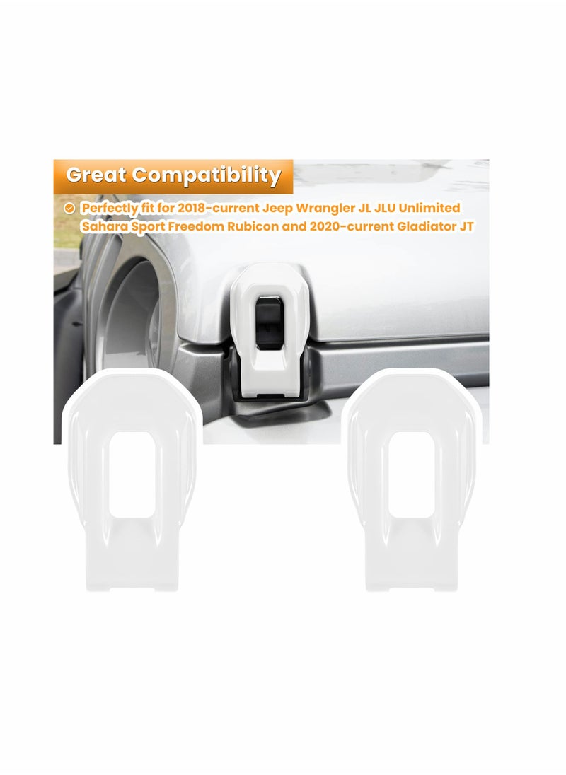 SYOSI KASTWAVE Hood Latch Lock Catch Brackets Cover for 2018-2022 Jeep Wrangler JL JLU Unlimited Sports Freedom Sahara Rubicon Gladiator JT 2-Door & 4-Door Exterior Accessories Decoration (White 2PCS)  - Image 2