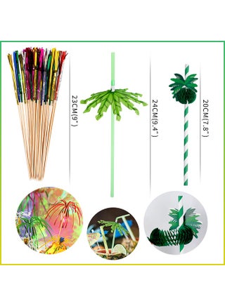 140 Pcs Drink Umbrellas Cocktail Picks Coconut Palm Cocktail Umbrellas Firework Drink Stirrers Tropical Cocktail Sticks for Drinks Fruit Hawaiian Party Decorations Cocktail Accessories - view 4