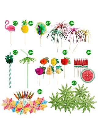 140 Pcs Drink Umbrellas Cocktail Picks Coconut Palm Cocktail Umbrellas Firework Drink Stirrers Tropical Cocktail Sticks for Drinks Fruit Hawaiian Party Decorations Cocktail Accessories - view 2