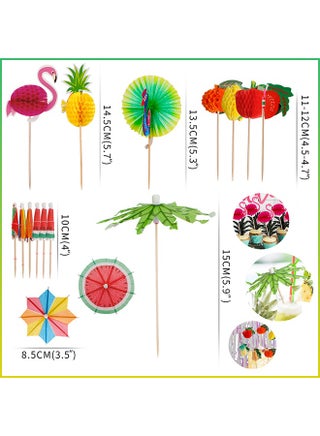 140 Pcs Drink Umbrellas Cocktail Picks Coconut Palm Cocktail Umbrellas Firework Drink Stirrers Tropical Cocktail Sticks for Drinks Fruit Hawaiian Party Decorations Cocktail Accessories - view 3