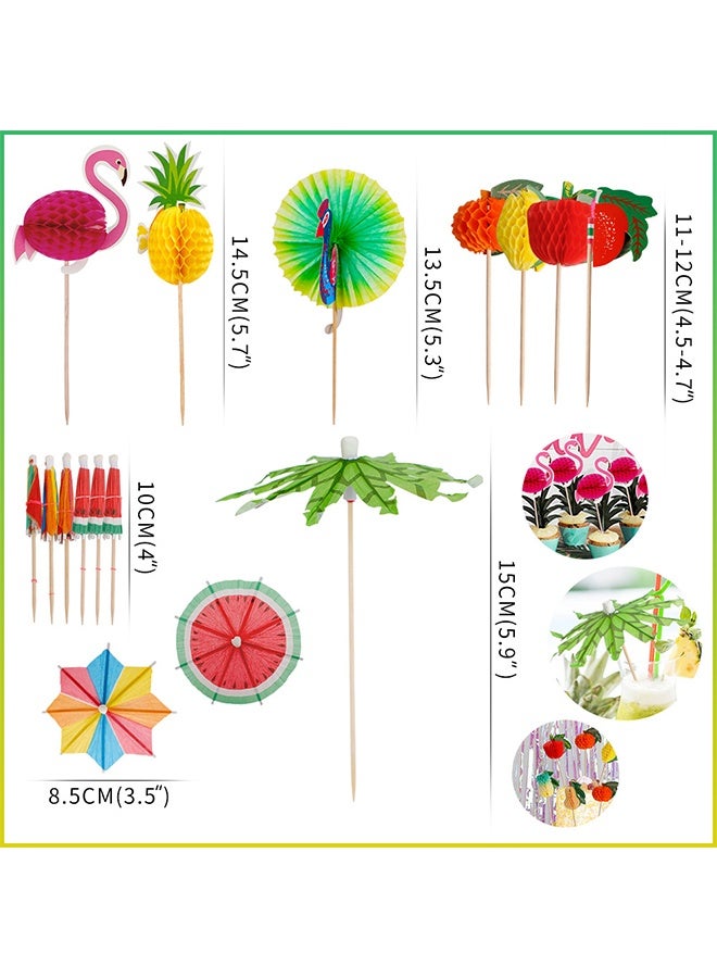 Lemon 140 Pcs Drink Umbrellas Cocktail Picks Coconut Palm Cocktail Umbrellas Firework Drink Stirrers Tropical Cocktail Sticks for Drinks Fruit Hawaiian Party Decorations Cocktail Accessories - Image 3