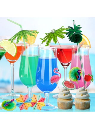 140 Pcs Drink Umbrellas Cocktail Picks Coconut Palm Cocktail Umbrellas Firework Drink Stirrers Tropical Cocktail Sticks for Drinks Fruit Hawaiian Party Decorations Cocktail Accessories - view 5