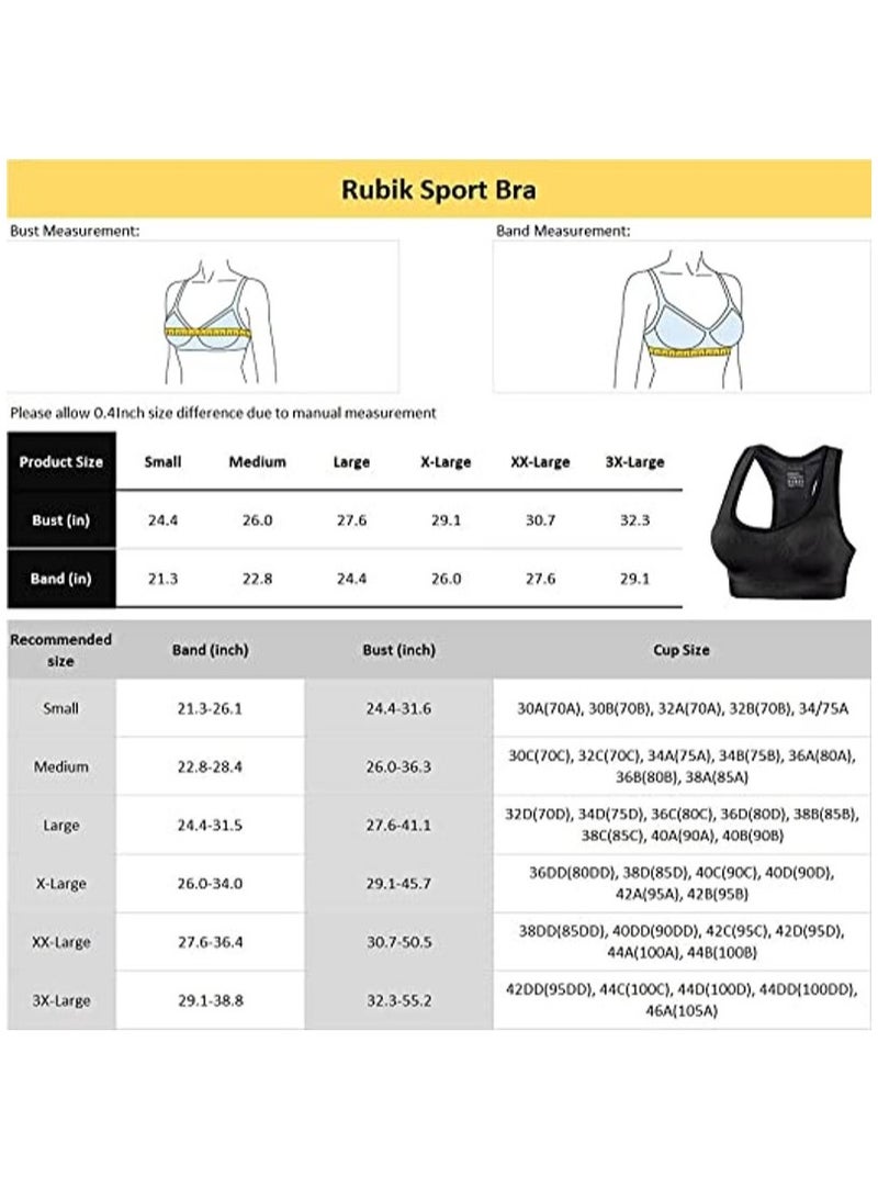 Rubik Sports Bra for Women Rubik Racerback Shockproof Quick Dry Padded Seamless High Impact Sports Bra for Yoga Gym Training Running Workout Fitness (Grey, Large)  - Image 4