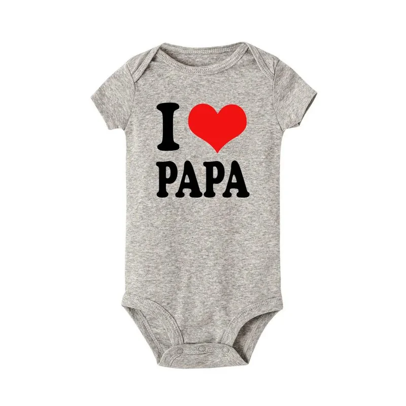 Matching Family Outfits Matching Family Outfits -I love papa-  baby romper - Grey
