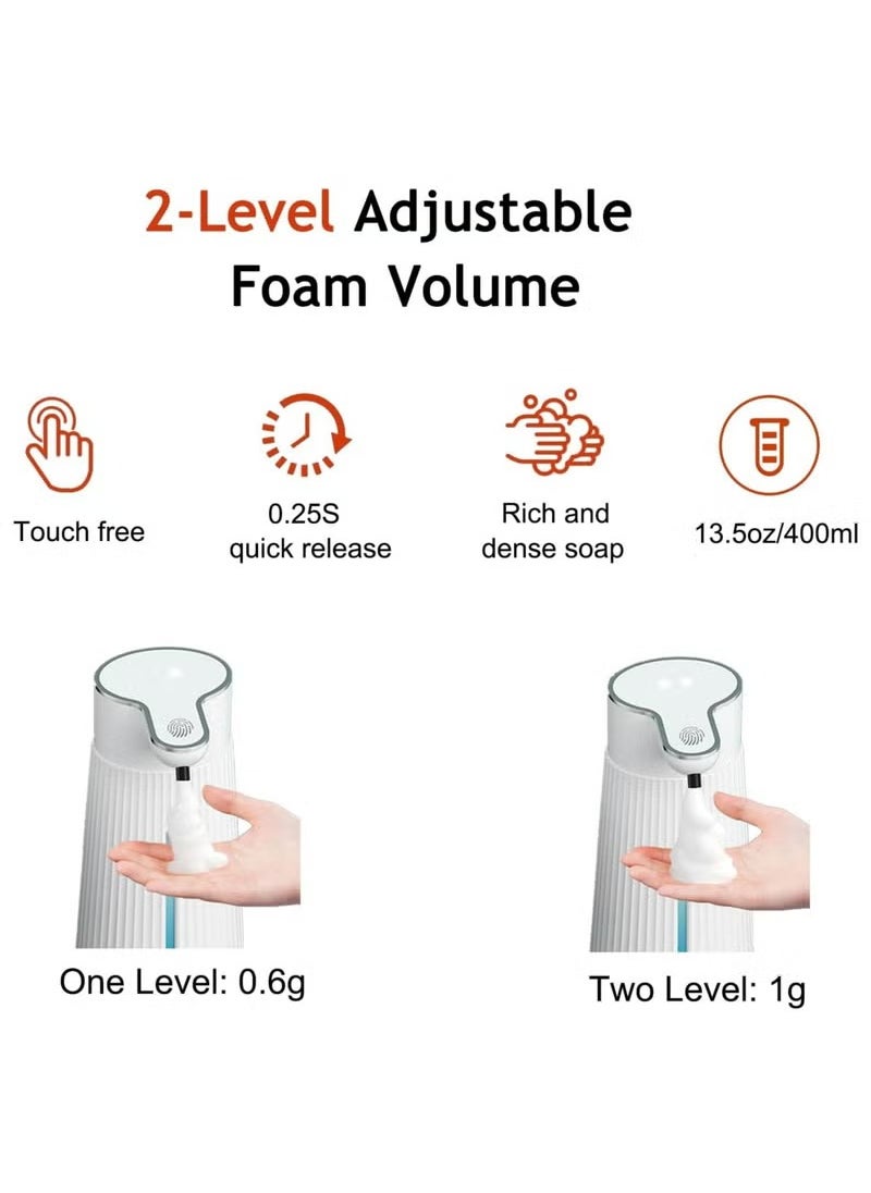 Arabest - Automatic Foaming Soap Dispenser, 2 Level 13.5oz/400ML Adjustable Hand Soap Dispenser Wall Mount, Rechargeable Sensor Hand Sanitizer Dispenser, Touchless Dish Foam Soap Dispenser for Bathroom Kitchen - Image 1
