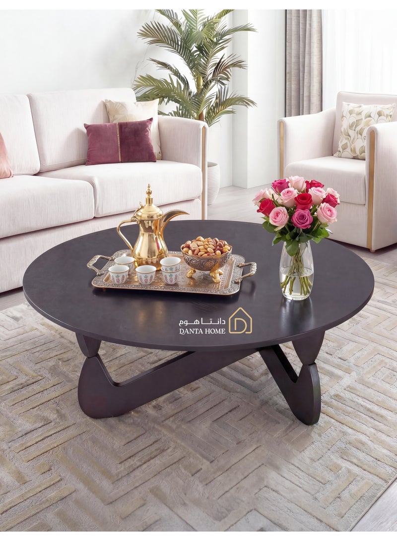 DANTA HOME Round Coffee Table With A Movable Top, Modern Design, Ideal For The Living Room And Guest Room - Black - Image 1
