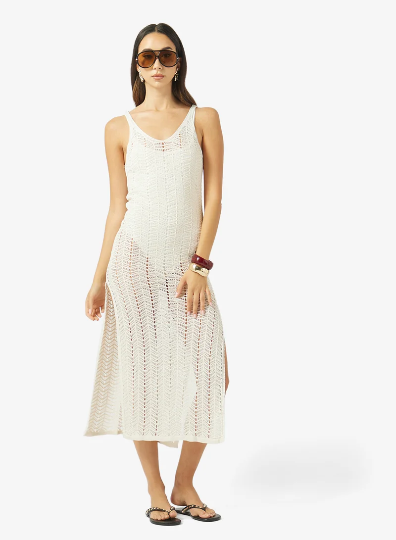 جينجر Strappy Crochet Beach Dress